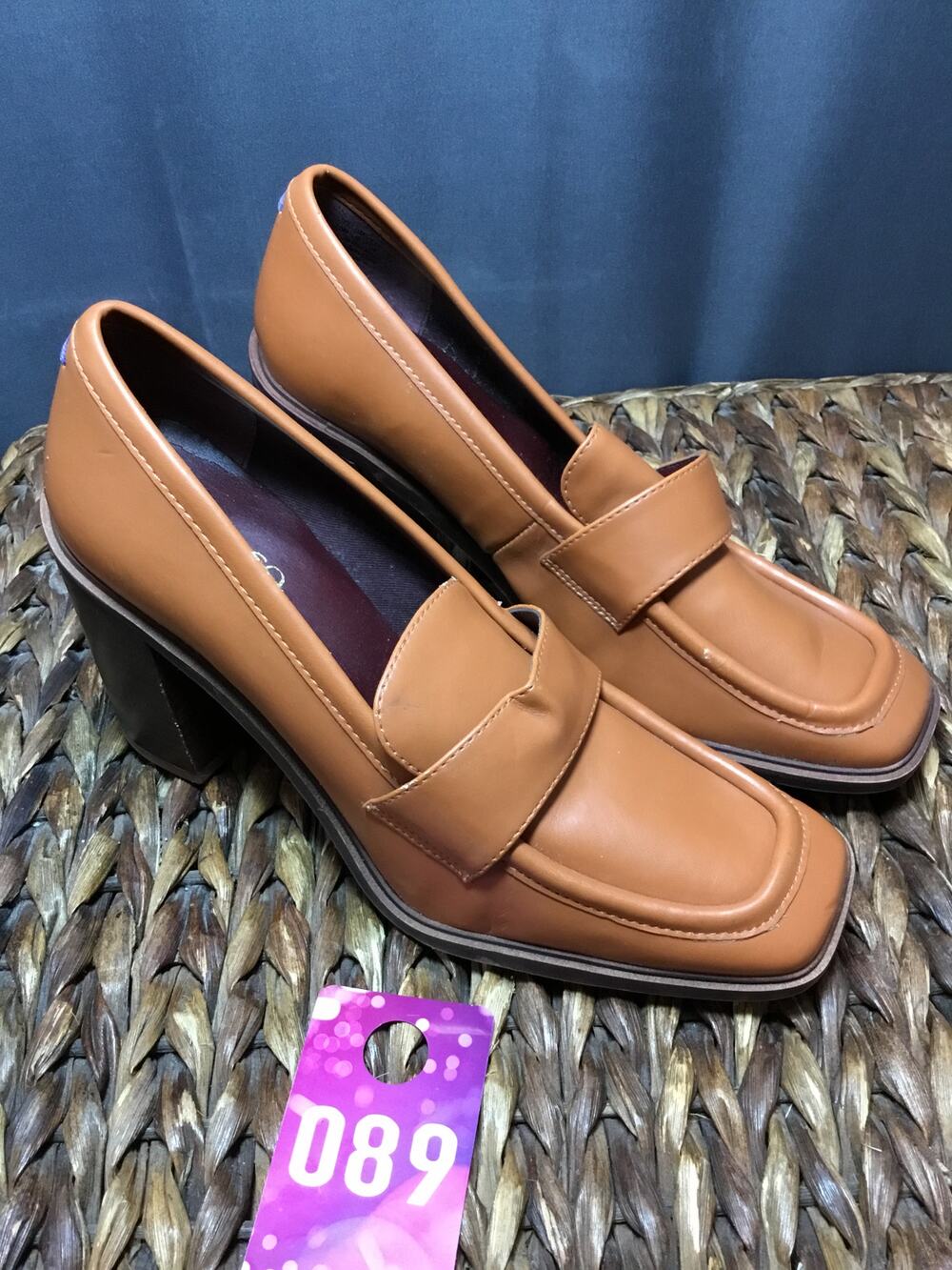 Franco Sarto Pump Heels Women's 7.5 M Tan Leather Slip-On High Heels Loafers